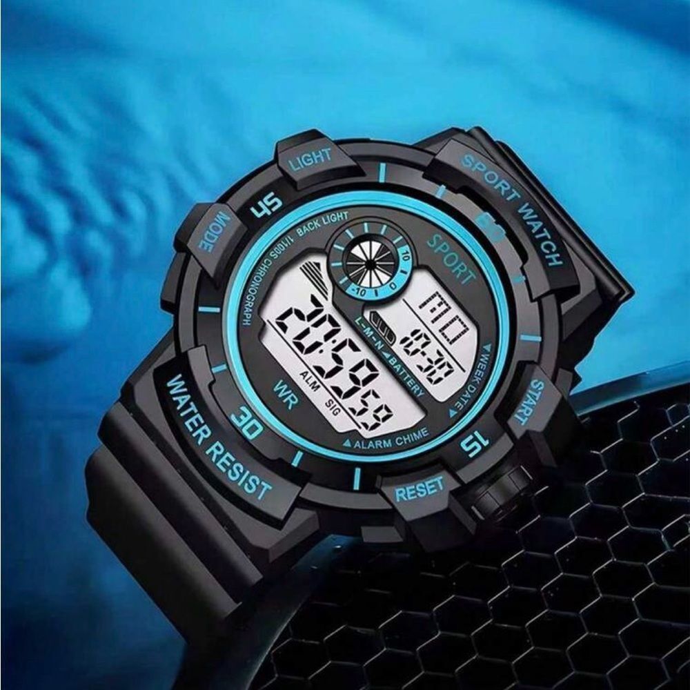 Black and Blue Digital Sport Watch